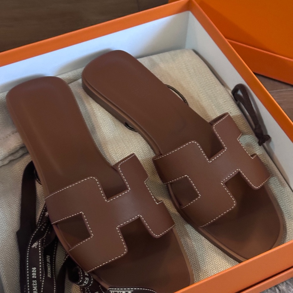 Hermès Oran Sandals – Brown Leather | Size 38 | Full Set | BNIB - Picture 8 of 12